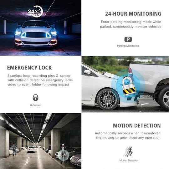 Dual Lens Dash Camera Front and Rear with 2 Inch Screen and Parking Monitor