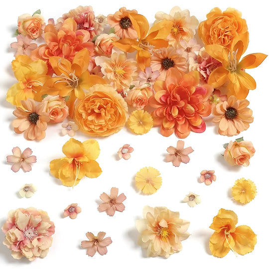 Silk Rose and Daisy Artificial Flower Heads for DIY Wreaths