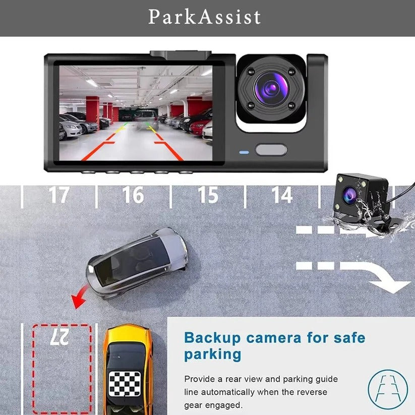 Dual Lens Dash Camera Front and Rear with 2 Inch Screen and Parking Monitor