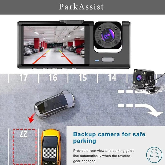 Dual Lens Dash Camera Front and Rear with 2 Inch Screen and Parking Monitor