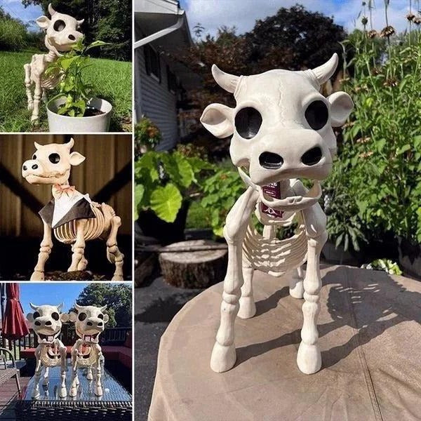 Spooky Halloween Cow and Horse Skeleton Decorative Prop