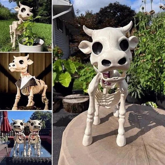 Spooky Halloween Cow and Horse Skeleton Decorative Prop
