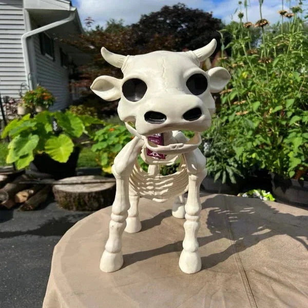 Spooky Halloween Cow and Horse Skeleton Decorative Prop
