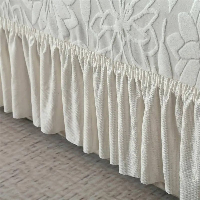 Jacquard Sofa Slipcover with Sunflower Pattern and Skirt