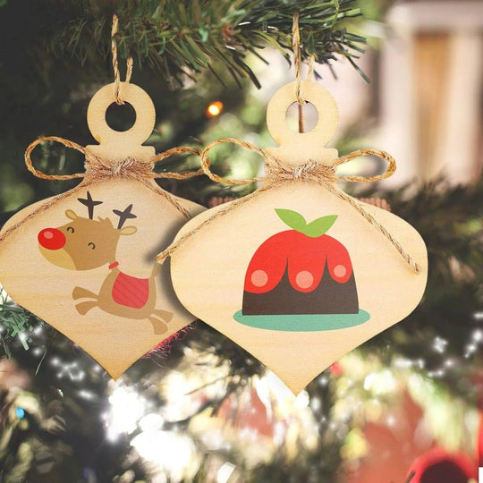 Unfinished Wooden Ornament Blanks for DIY Crafts, 10 Piece Set