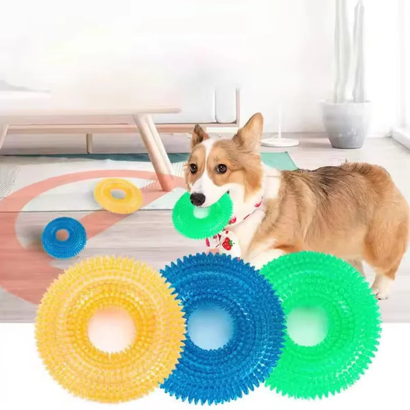 Rubber Dog Chew Ring Toy with Built-In Squeaker