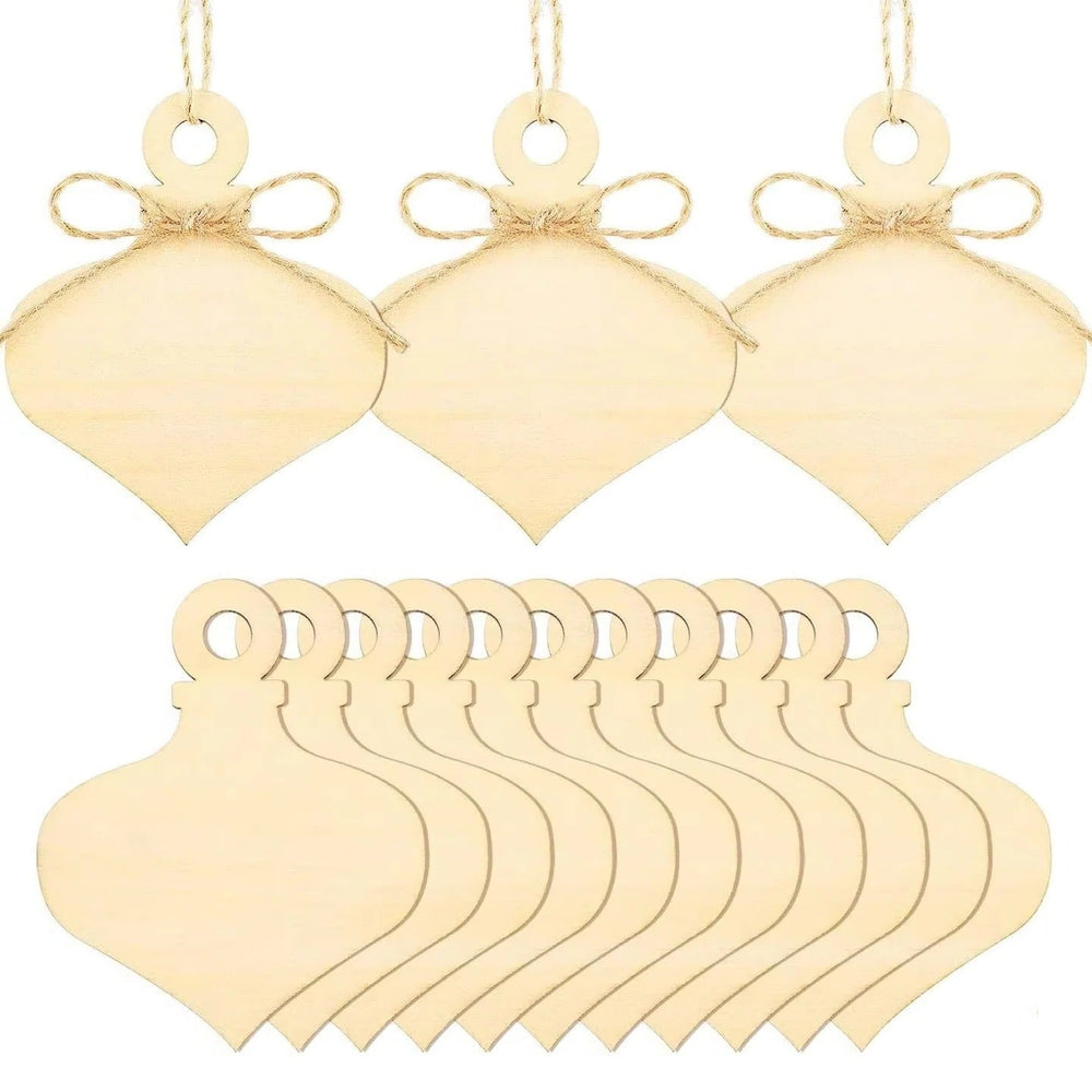 Unfinished Wooden Ornament Blanks for DIY Crafts, 10 Piece Set