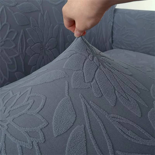 Jacquard Sofa Slipcover with Sunflower Pattern and Skirt