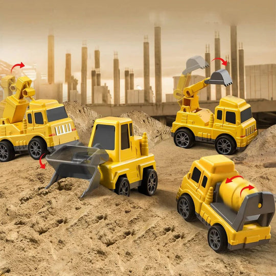 Construction Truck Toy Set with Carrier and Ramp, 5 Piece