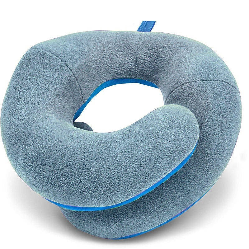 Adjustable Travel Neck Pillow with Reversible Microfleece Cover