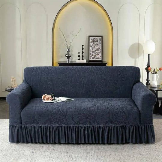 Jacquard Sofa Slipcover with Sunflower Pattern and Skirt