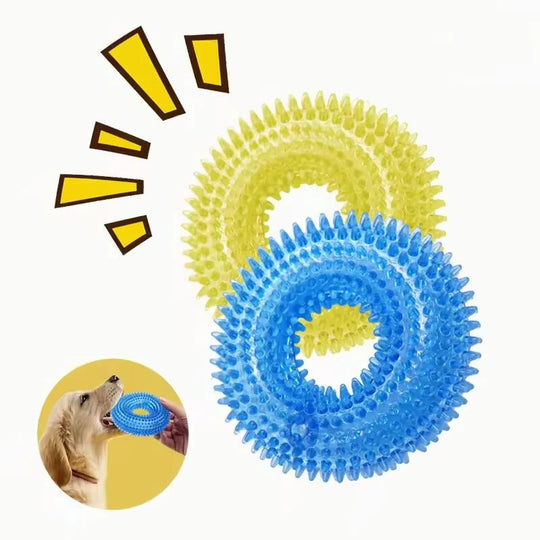 Rubber Dog Chew Ring Toy with Built-In Squeaker