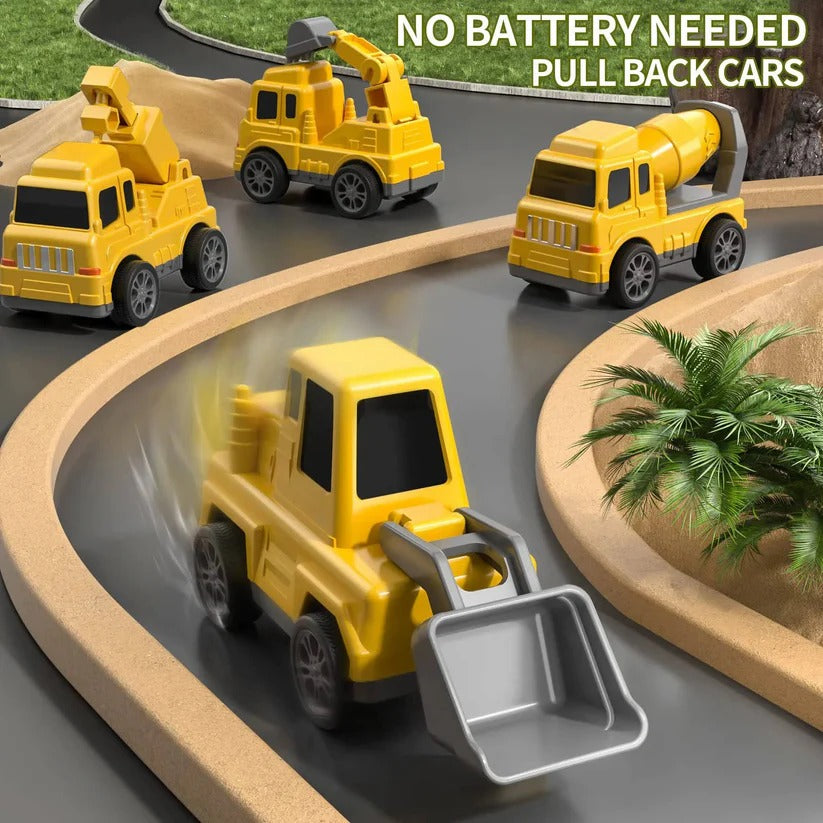 Construction Truck Toy Set with Carrier and Ramp, 5 Piece