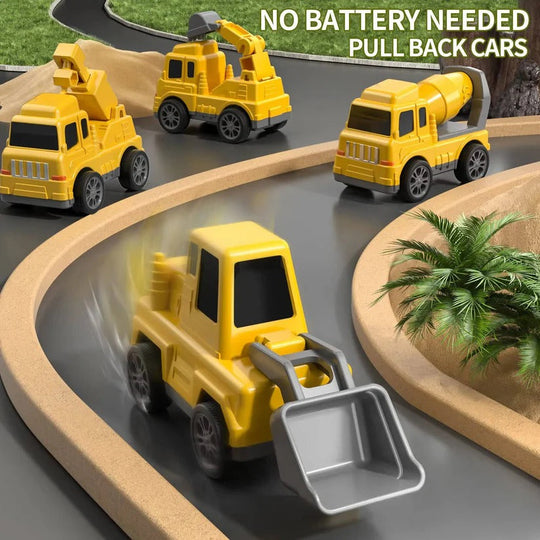 Construction Truck Toy Set with Carrier and Ramp, 5 Piece