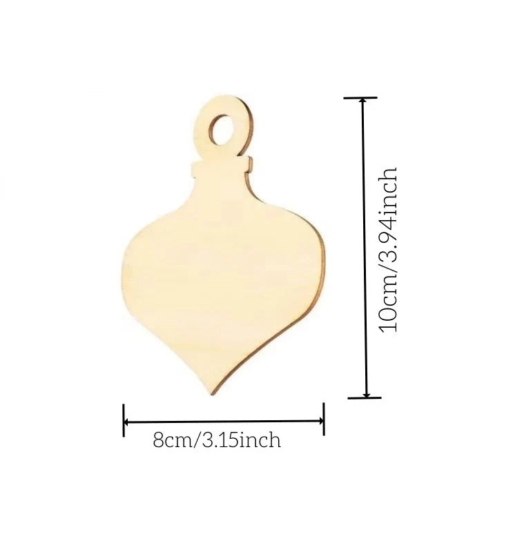 Unfinished Wooden Ornament Blanks for DIY Crafts, 10 Piece Set