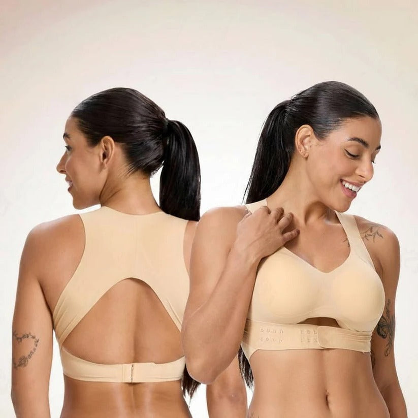 Full Coverage Wireless Sports Bra with Posture Support and Breathable Yoga Design