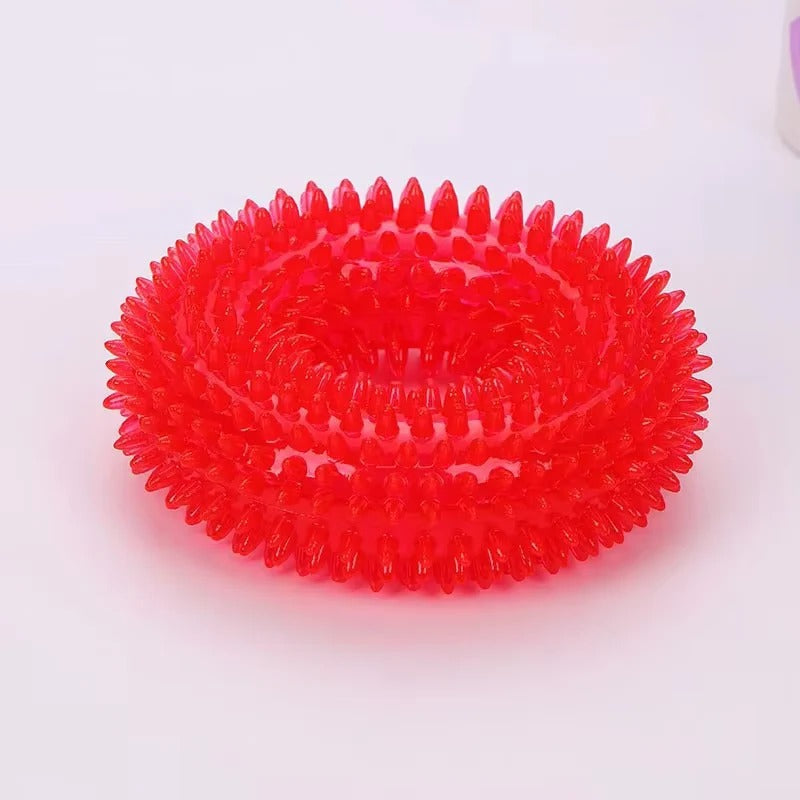 Rubber Dog Chew Ring Toy with Built-In Squeaker
