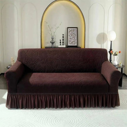 Jacquard Sofa Slipcover with Sunflower Pattern and Skirt