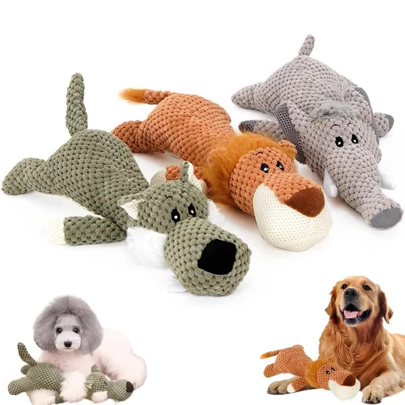 Plush Dog Toy with Built-In Squeaker for Indoor Play and Fetch
