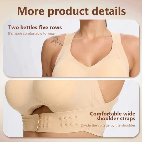 Full Coverage Wireless Sports Bra with Posture Support and Breathable Yoga Design