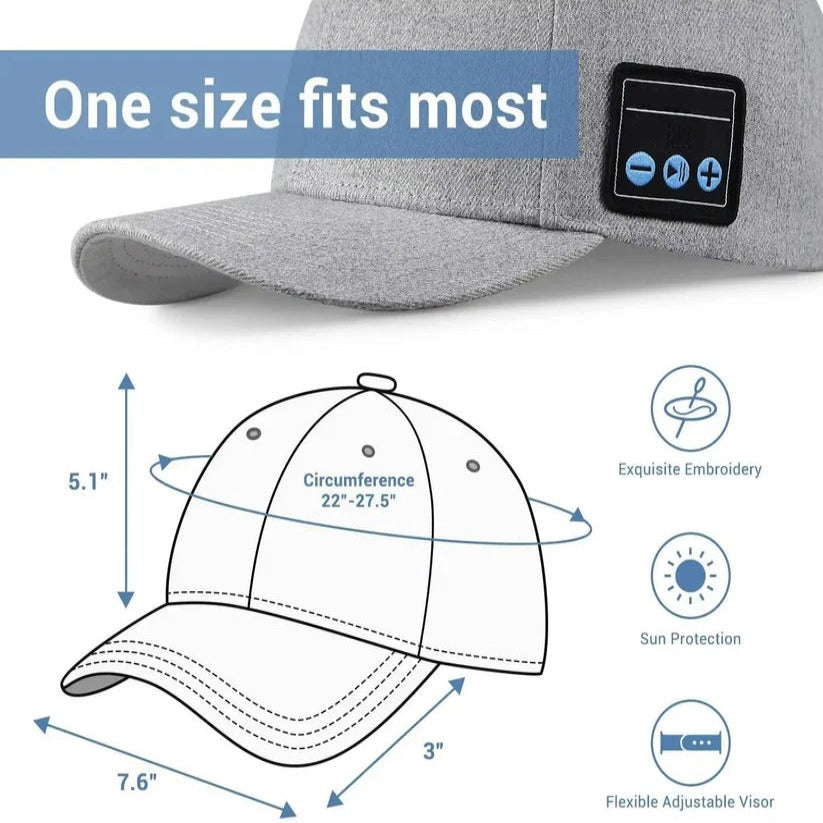 Bluetooth Speaker Baseball Cap with Open Ear Audio and Mic