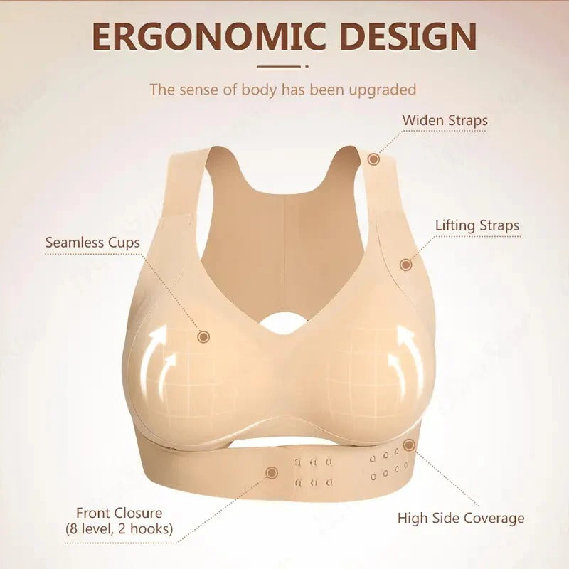 Full Coverage Wireless Sports Bra with Posture Support and Breathable Yoga Design