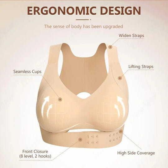 Full Coverage Wireless Sports Bra with Posture Support and Breathable Yoga Design