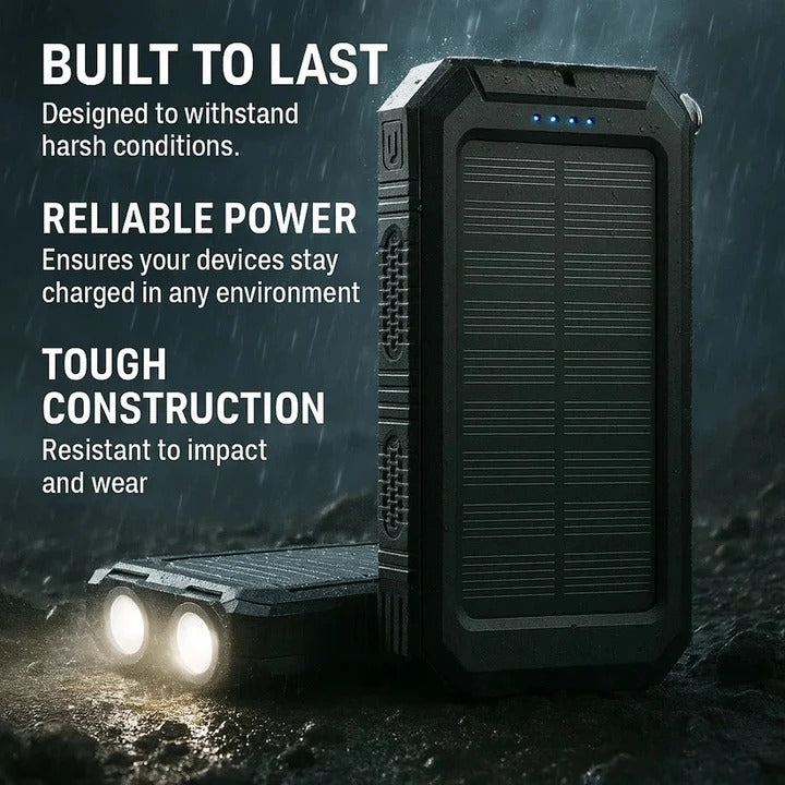 Solar Power Bank Charger with Waterproof Design