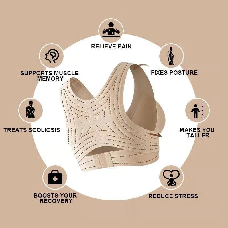 Full Coverage Wireless Sports Bra with Posture Support and Breathable Yoga Design