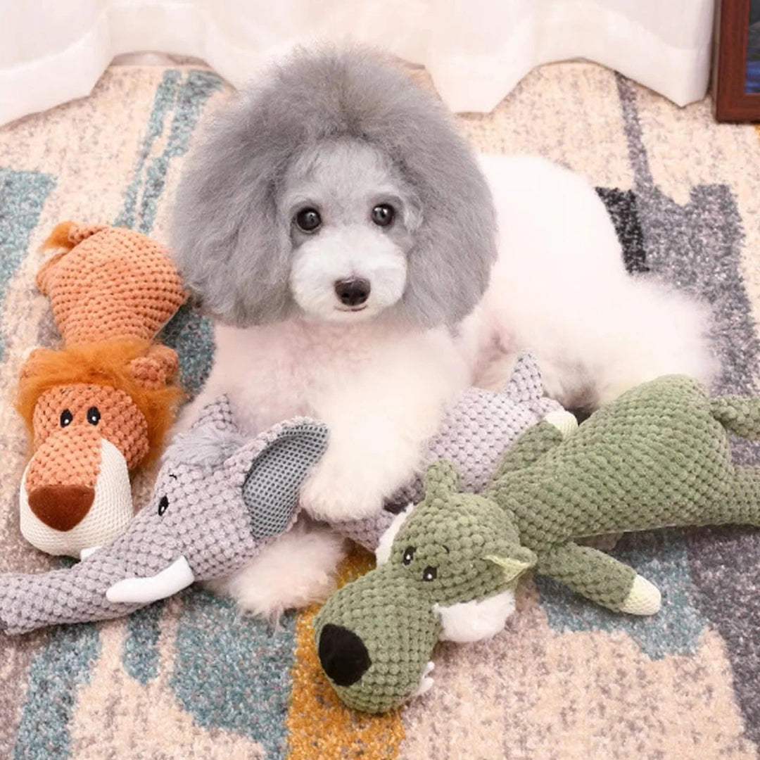 Plush Dog Toy with Built-In Squeaker for Indoor Play and Fetch