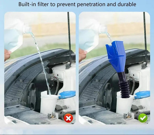 Flexible Hose Oil Funnel with Wide Mouth and Locking Clip