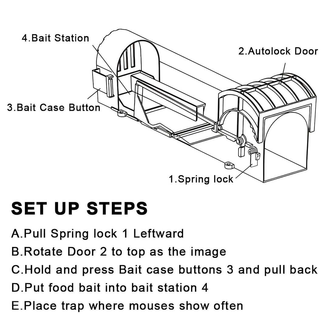 Reusable Mouse Catch Trap with Self Locking Door