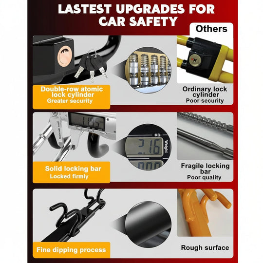 Adjustable Steering Wheel Lock with 3 Keys for Car Security Support
