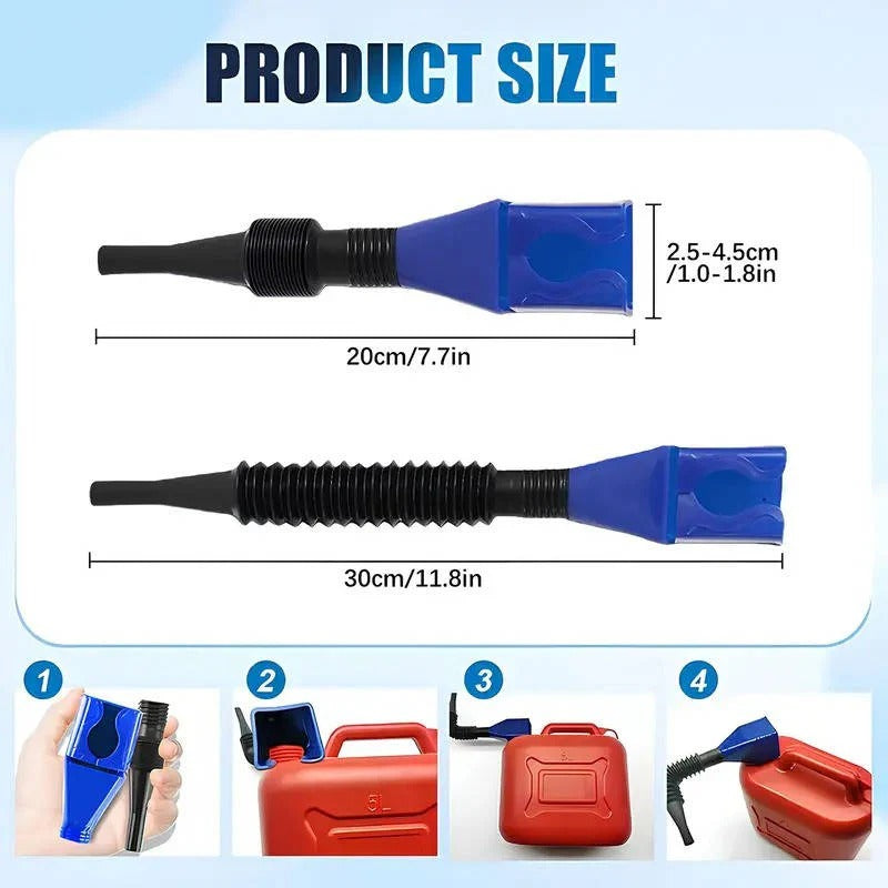 Flexible Hose Oil Funnel with Wide Mouth and Locking Clip