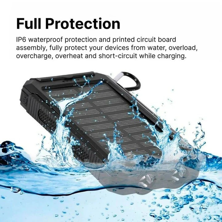 Solar Power Bank Charger with Waterproof Design