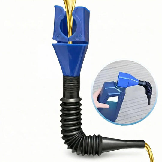 Flexible Hose Oil Funnel with Wide Mouth and Locking Clip