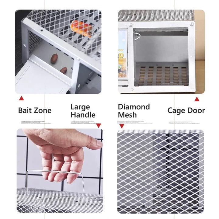 Reusable Metal Rodent Catch Cage with Single Entry Door