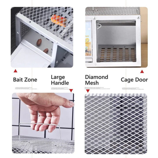 Reusable Metal Rodent Catch Cage with Single Entry Door