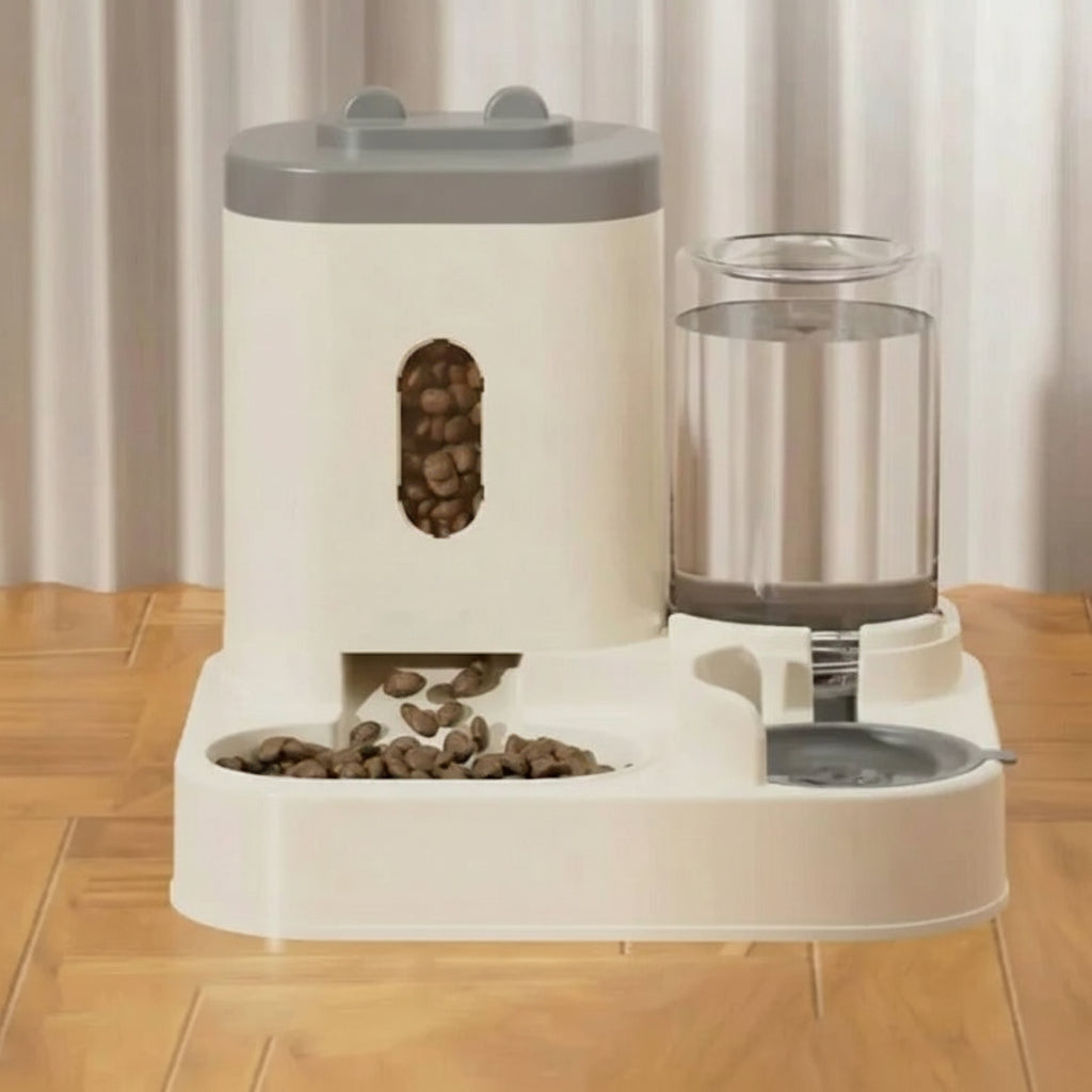 Pet Feeder and Water Dispenser with Gravity Feed for Cats and Dogs
