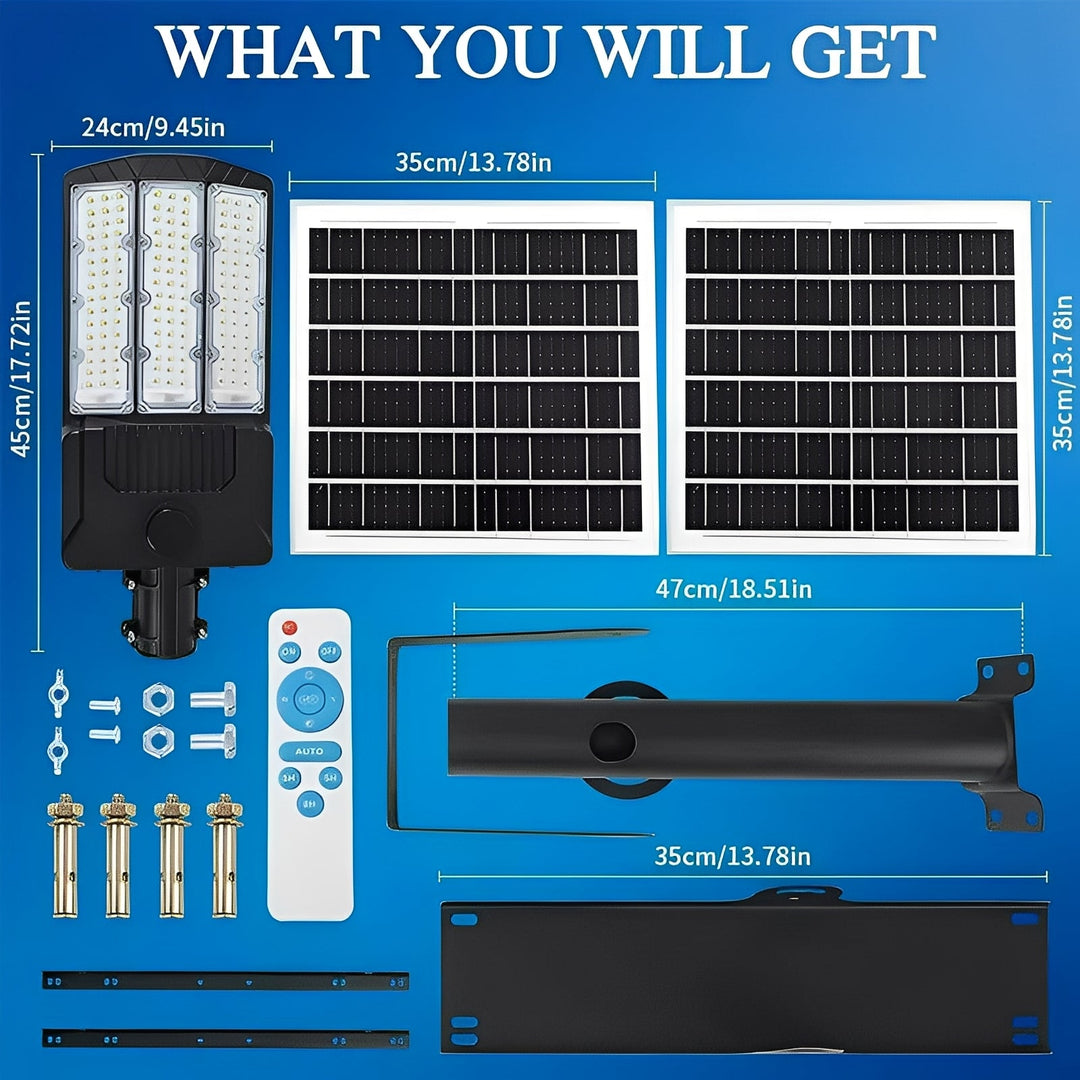 Solar Powered LED Flood Light with Motion Sensor and Dual Panel