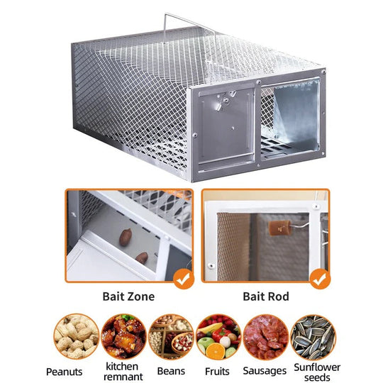 Reusable Metal Rodent Catch Cage with Single Entry Door