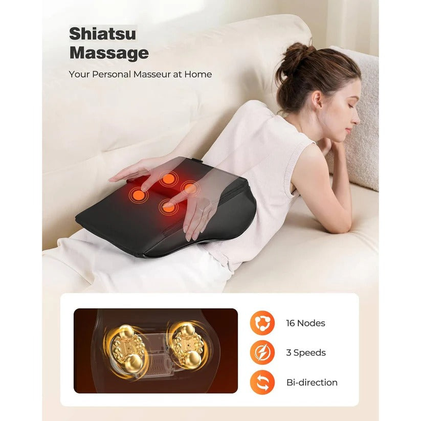 Heated Kneading Massage Pillow for Neck and Back with 3 Modes
