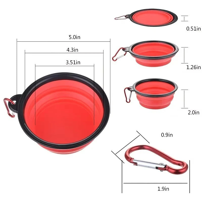 Portable Collapsible Silicone Pet Bowl for Dogs and Cats