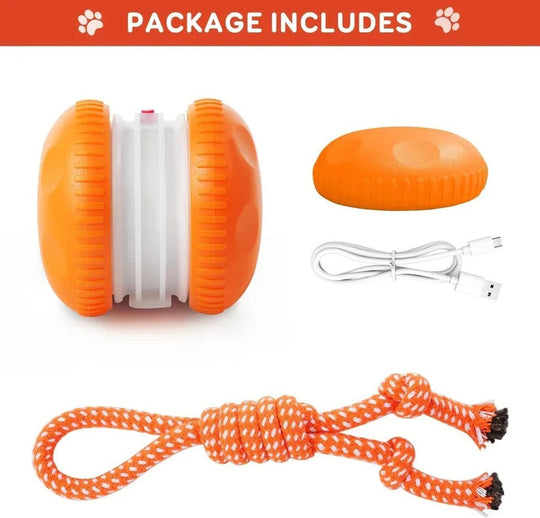 Automatic Rolling Ball Toy for Dogs with Rope, 2 Piece Set