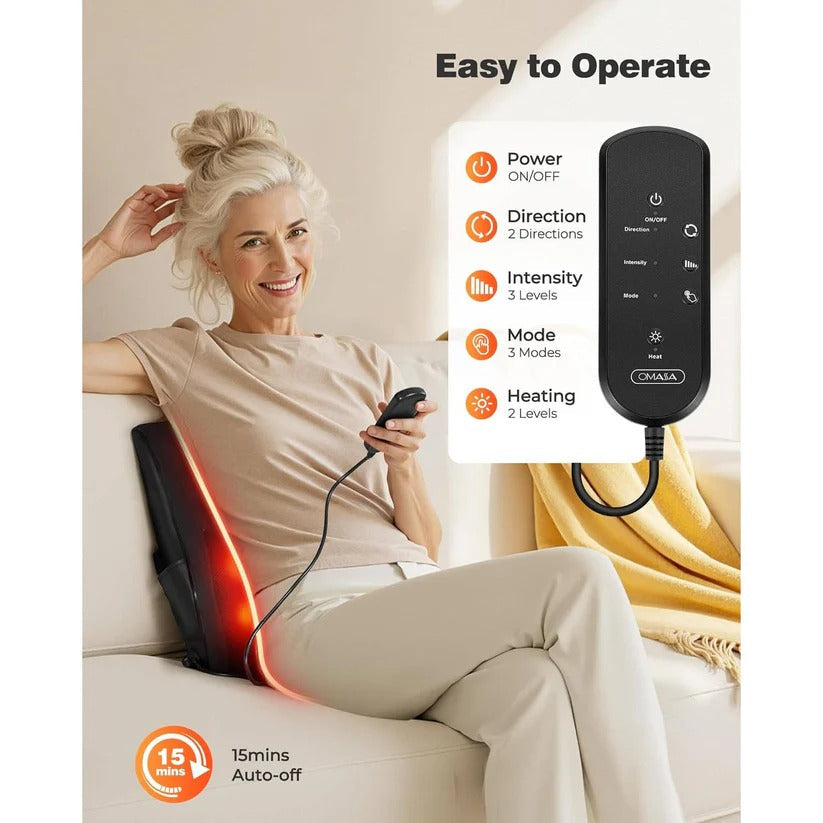 Heated Kneading Massage Pillow for Neck and Back with 3 Modes