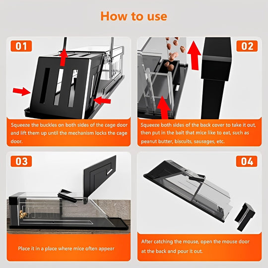 Reusable Automatic Mouse Catch Trap with Transparent Housing