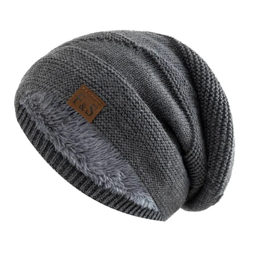 Acrylic Knit Slouch Beanie for Men, Warm Winter Cold Weather Hat