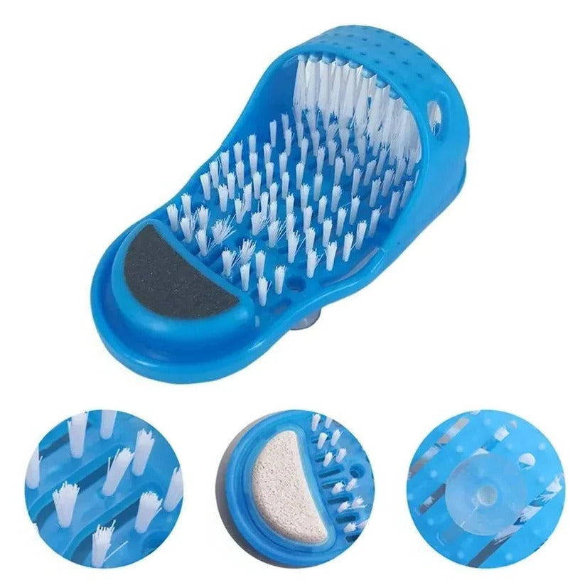 Foot Scrubber for Shower with Contoured Bristles and Grip Base