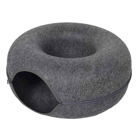 Round Donut Cat Bed with Plush Cushion