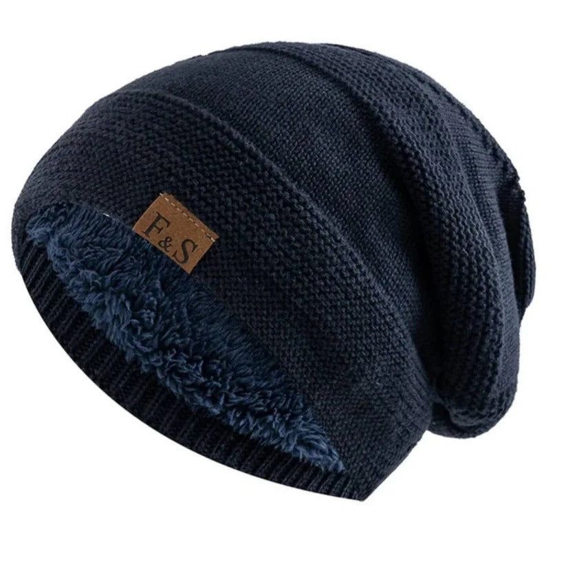 Acrylic Knit Slouch Beanie for Men, Warm Winter Cold Weather Hat